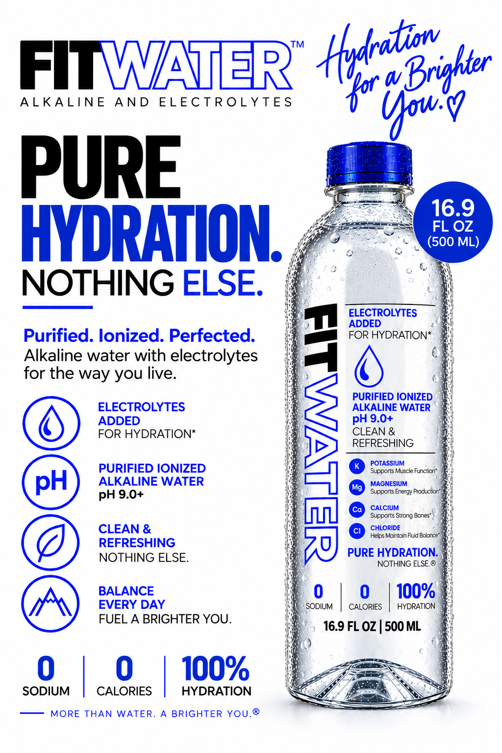 Fit Water Purified Ionized Alkaline Water 16.9 fl oz 500mL
