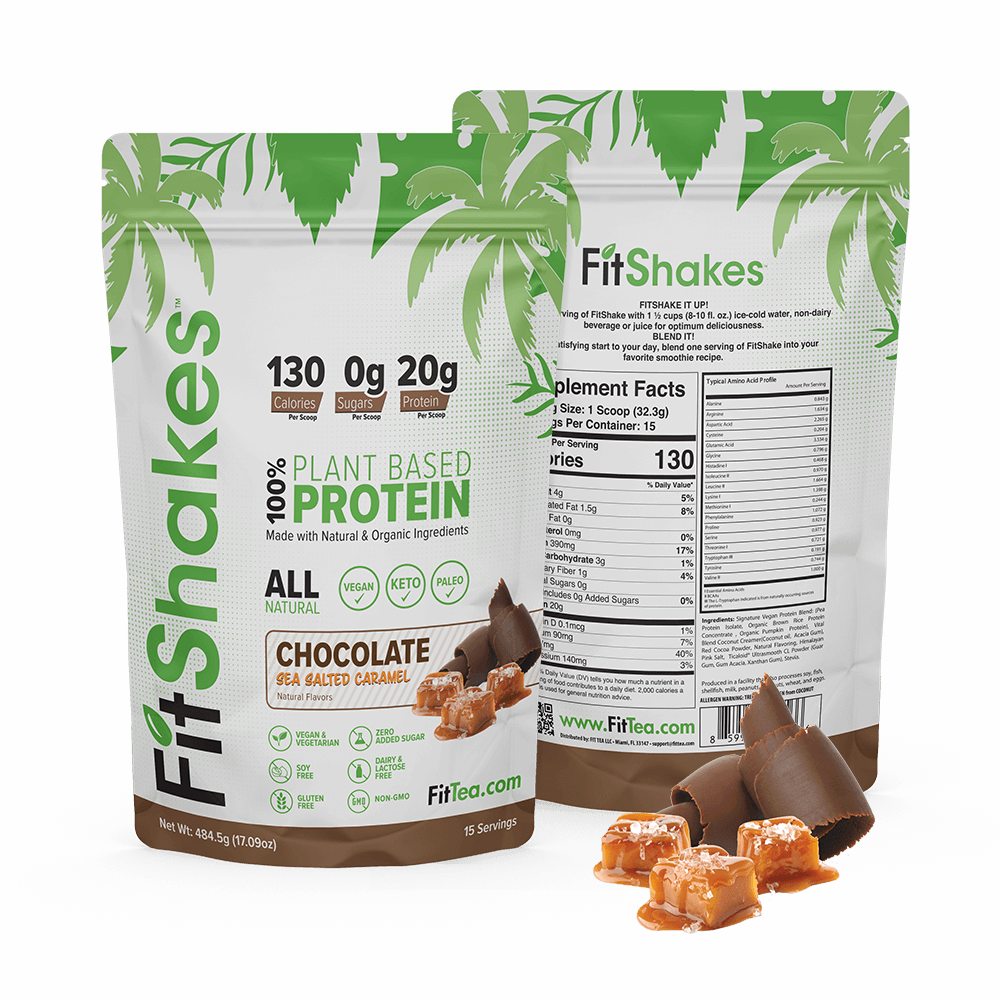FitShakes 100% Plant Based Protein Chocolate Sea Salt Caramel Product Image #1